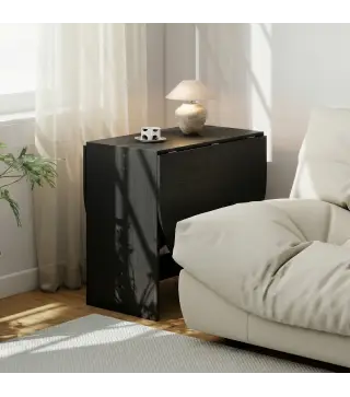 Mesa de Cocina Plegable con Alas Abatibles Mesa de Cocina Plegable de Forma Ovalada Estilo Moderno 163x80x75 cm Negro