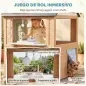 Casita Infantil Exterior e Interior de Madera con Puerta para Mascotas Cocina de Juguete Media Puerta Madera Natural