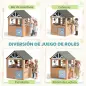 Casita Infantil Exterior e Interior de Madera con Puerta para Mascotas Cocina de Juguete Media Puerta Madera Natural