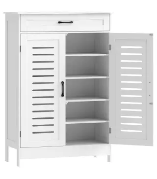 Armario para Zapatos con Puertas de Rejilla Cajón y Estantes Ajustables para 20 Pares de Zapatos 78x37x115,8 cm Blanco