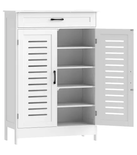 Armario para Zapatos con Puertas de Rejilla Cajón y Estantes Ajustables para 20 Pares de Zapatos 78x37x115,8 cm Blanco