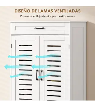 Armario para Zapatos con Puertas de Rejilla Cajón y Estantes Ajustables para 20 Pares de Zapatos 78x37x115,8 cm Blanco