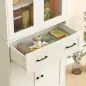 Mueble Auxiliar de Cocina con 2 Puertas de Acrílico Cajón Grande Estantes Ajustables 76x40x182,5 cm Crema