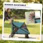 Carrito para Perros Plegable con un Botón hasta 30 kg con Suspensión en 4 Ruedas Giratorio y Freno de Pie Turquesa