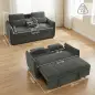 Sofá Cama 2 Plazas 3 en 1 con Mesa Auxiliar Portavasos Respaldo Ajustable Bolsillos Laterales 2 Almohadas Gris Oscuro