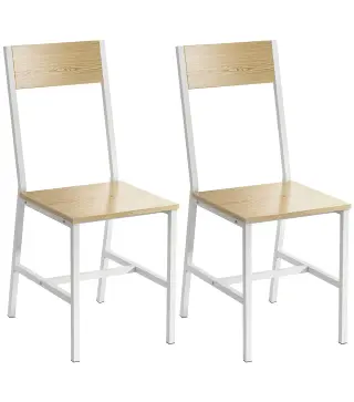 Juego de 2 Sillas de Comedor Sillas de Cocina con Respaldo Inclinado Estructura Metálica Natural