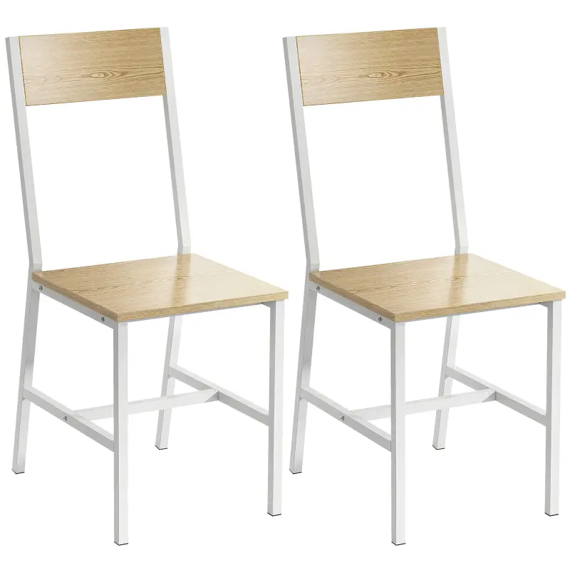 Juego de 2 Sillas de Comedor Sillas de Cocina con Respaldo Inclinado Estructura Metálica Natural