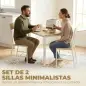 Juego de 2 Sillas de Comedor Sillas de Cocina con Respaldo Inclinado Estructura Metálica Natural