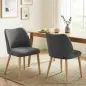 Pack de 2 Sillas de Cocina Nórdicas Tapizadas de Lino Respaldo Curvo Asiento Acolchado Patas de Madera Gris Claro