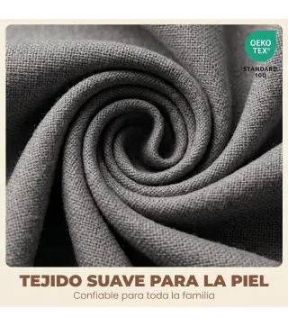 Pack de 2 Sillas de Cocina Nórdicas Tapizadas de Lino Respaldo Curvo Asiento Acolchado Patas de Madera Gris Claro