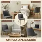 Pack de 2 Sillas de Cocina Nórdicas Tapizadas de Lino Respaldo Curvo Asiento Acolchado Patas de Madera Gris Claro