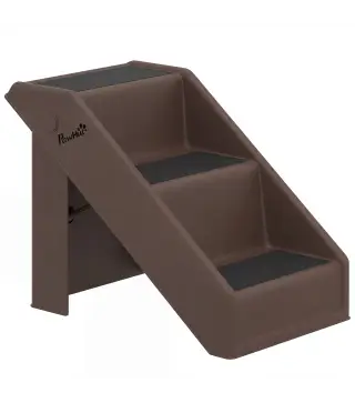 Escalera para Perros Plegable de 3 Peldaños para Mascotas Mayores para Cama Sofá 53x30,5x36,5 cm Marrón