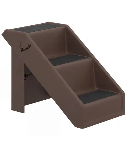 Escalera para Perros Plegable de 3 Peldaños para Mascotas Mayores para Cama Sofá 53x30,5x36,5 cm Marrón