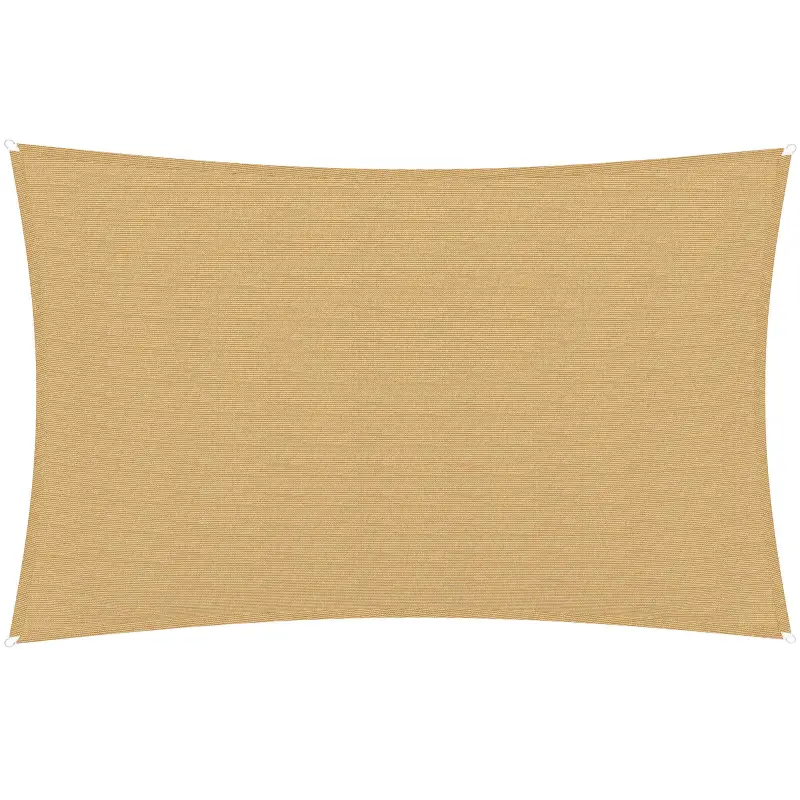 Toldo Vela Rectangular de HDPE 4x6 m con Anti-UV Anillas de Acero Inoxidable y Cuerdas de Nylon para Jardín Patio Arena