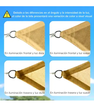 Toldo Vela Rectangular de HDPE 4x6 m con Anti-UV Anillas de Acero Inoxidable y Cuerdas de Nylon para Jardín Patio Arena