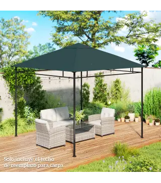 Techo de Repuesto para Cenador, 3x3 m, Cubierta de Repuesto con 8 Orificios de Drenaje, Ventilación y Protección UV, SOLO Toldo