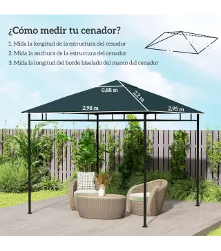 Techo de Repuesto para Cenador, 3x3 m, Cubierta de Repuesto con 8 Orificios de Drenaje, Ventilación y Protección UV, SOLO Toldo