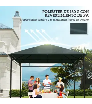 Techo de Repuesto para Cenador, 3x3 m, Cubierta de Repuesto con 8 Orificios de Drenaje, Ventilación y Protección UV, SOLO Toldo