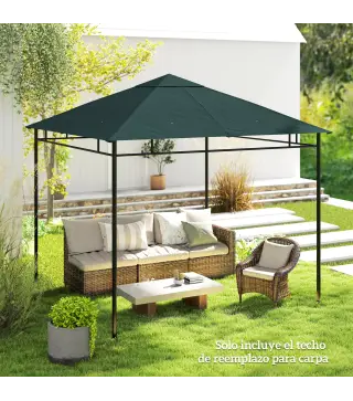 Techo de Repuesto para Cenador, 3x3 m, Cubierta de Repuesto con 8 Orificios de Drenaje, Ventilación y Protección UV, SOLO Toldo