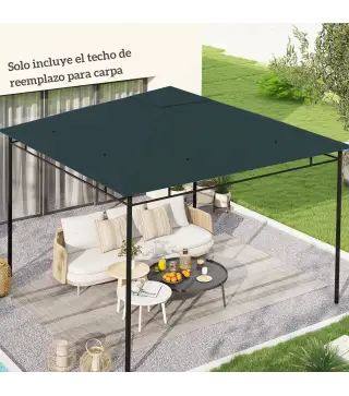 Techo de Repuesto para Cenador, 3x3 m, Cubierta de Repuesto con 8 Orificios de Drenaje, Ventilación y Protección UV, SOLO Toldo