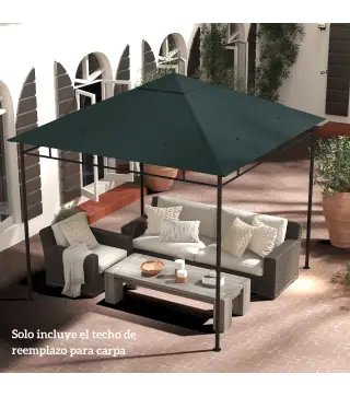 Techo de Repuesto para Cenador, 3x3 m, Cubierta de Repuesto con 8 Orificios de Drenaje, Ventilación y Protección UV, SOLO Toldo