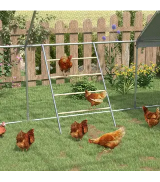 Percha para Gallinas de 4 Niveles de Madera y Acero para 4-6 Gallinas 140x86 cm para Gallineros de Tubos 25 mm Natural