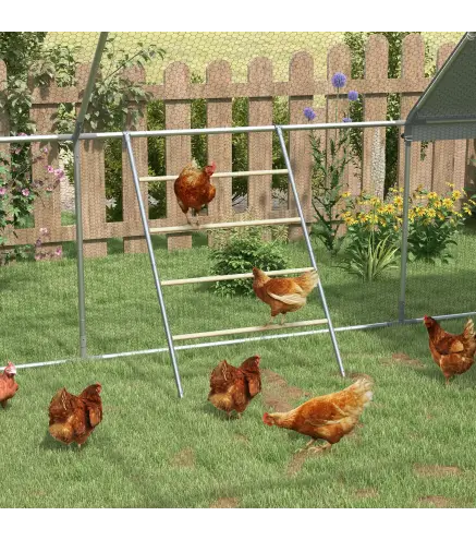 Percha para Gallinas de 4 Niveles de Madera y Acero para 4-6 Gallinas 140x86 cm para Gallineros de Tubos 25 mm Natural