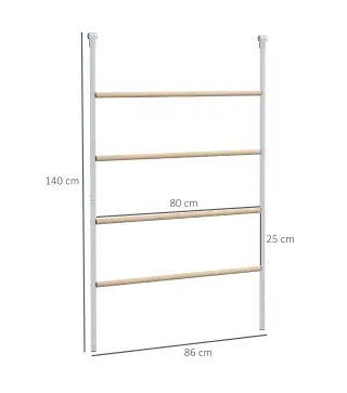 Percha para Gallinas de 4 Niveles de Madera y Acero para 4-6 Gallinas 140x86 cm para Gallineros de Tubos 25 mm Natural