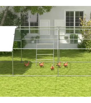 Percha para Gallinas de 4 Niveles de Madera y Acero para 4-6 Gallinas 140x86 cm para Gallineros de Tubos 25 mm Natural