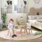 Conjunto Infantil de Mesa y 2 Sillas de Madera con Respaldo en Forma de Oso y Espacio de Almacenaje para Niños 3-6 Años