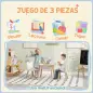 Conjunto Infantil de Mesa y 2 Sillas de Madera con Respaldo en Forma de Oso y Espacio de Almacenaje para Niños 3-6 Años