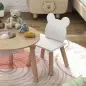 Conjunto Infantil de Mesa y 2 Sillas de Madera con Respaldo en Forma de Oso y Espacio de Almacenaje para Niños 3-6 Años