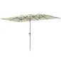 Sombrilla Doble 4,5x2,6 m Sombrilla Terraza Exterior con Manivela Impermeable y Protección UV50+ Crema