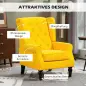 Sillón de Salón con Reposabrazos y Patas de Madera Butaca Carga 160 kg para Dormitorio Oficina 74x86x102 cm Amarillo