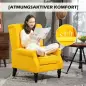 Sillón de Salón con Reposabrazos y Patas de Madera Butaca Carga 160 kg para Dormitorio Oficina 74x86x102 cm Amarillo