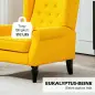 Sillón de Salón con Reposabrazos y Patas de Madera Butaca Carga 160 kg para Dormitorio Oficina 74x86x102 cm Amarillo