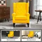 Sillón de Salón con Reposabrazos y Patas de Madera Butaca Carga 160 kg para Dormitorio Oficina 74x86x102 cm Amarillo