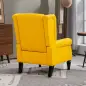 Sillón de Salón con Reposabrazos y Patas de Madera Butaca Carga 160 kg para Dormitorio Oficina 74x86x102 cm Amarillo