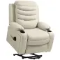 Sillón Relax Reclinable Eléctrico Levanta Personas con Masaje Vibratorio y Calor Puerto USB Control Remoto Crema