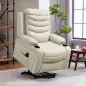 Sillón Relax Reclinable Eléctrico Levanta Personas con Masaje Vibratorio y Calor Puerto USB Control Remoto Crema