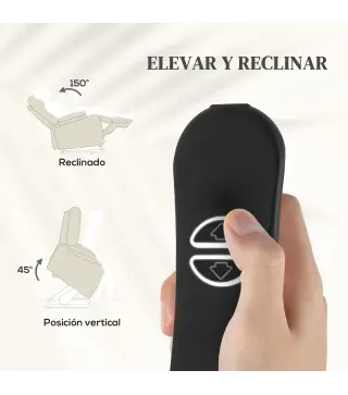 Sillón Relax Reclinable Eléctrico Levanta Personas con Masaje Vibratorio y Calor Puerto USB Control Remoto Crema