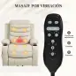 Sillón Relax Reclinable Eléctrico Levanta Personas con Masaje Vibratorio y Calor Puerto USB Control Remoto Crema