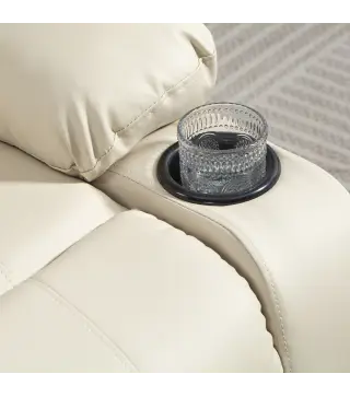 Sillón Relax Reclinable Eléctrico Levanta Personas con Masaje Vibratorio y Calor Puerto USB Control Remoto Crema