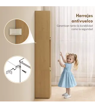 Armario de Baño Alto de 6 Niveles con 2 Puertas Estante de Vidrio Templado Estantes Ajustables 40x31x182 cm Roble