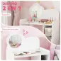 Tocador de Maquillaje Niña 2 en 1 Escritorio con Taburete Espejo Estantes Abiertos para Niños +3 Años Blanco