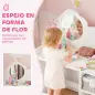 Tocador de Maquillaje Niña 2 en 1 Escritorio con Taburete Espejo Estantes Abiertos para Niños +3 Años Blanco