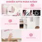 Tocador de Maquillaje Niña 2 en 1 Escritorio con Taburete Espejo Estantes Abiertos para Niños +3 Años Blanco