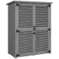 Armario de Jardín 0,83 m² 127x65x168 cm con 2 Puertas de Persiana 2 Estantes 2 Asas y Techo Impermeable Gris