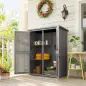 Armario de Jardín 0,83 m² 127x65x168 cm con 2 Puertas de Persiana 2 Estantes 2 Asas y Techo Impermeable Gris