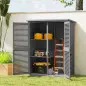 Armario de Jardín 0,83 m² 127x65x168 cm con 2 Puertas de Persiana 2 Estantes 2 Asas y Techo Impermeable Gris